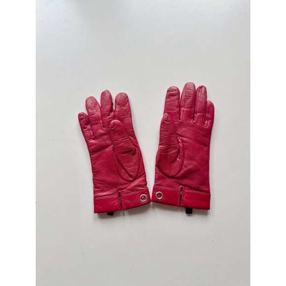 KENNETH COLE REACTION Red Leather Grommet Trim Wool Knit Lined Gloves, Size 7.5 - Picture 6 of 16